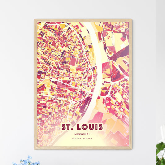 Colorful St. Louis Missouri Fine Art Map Hot Red