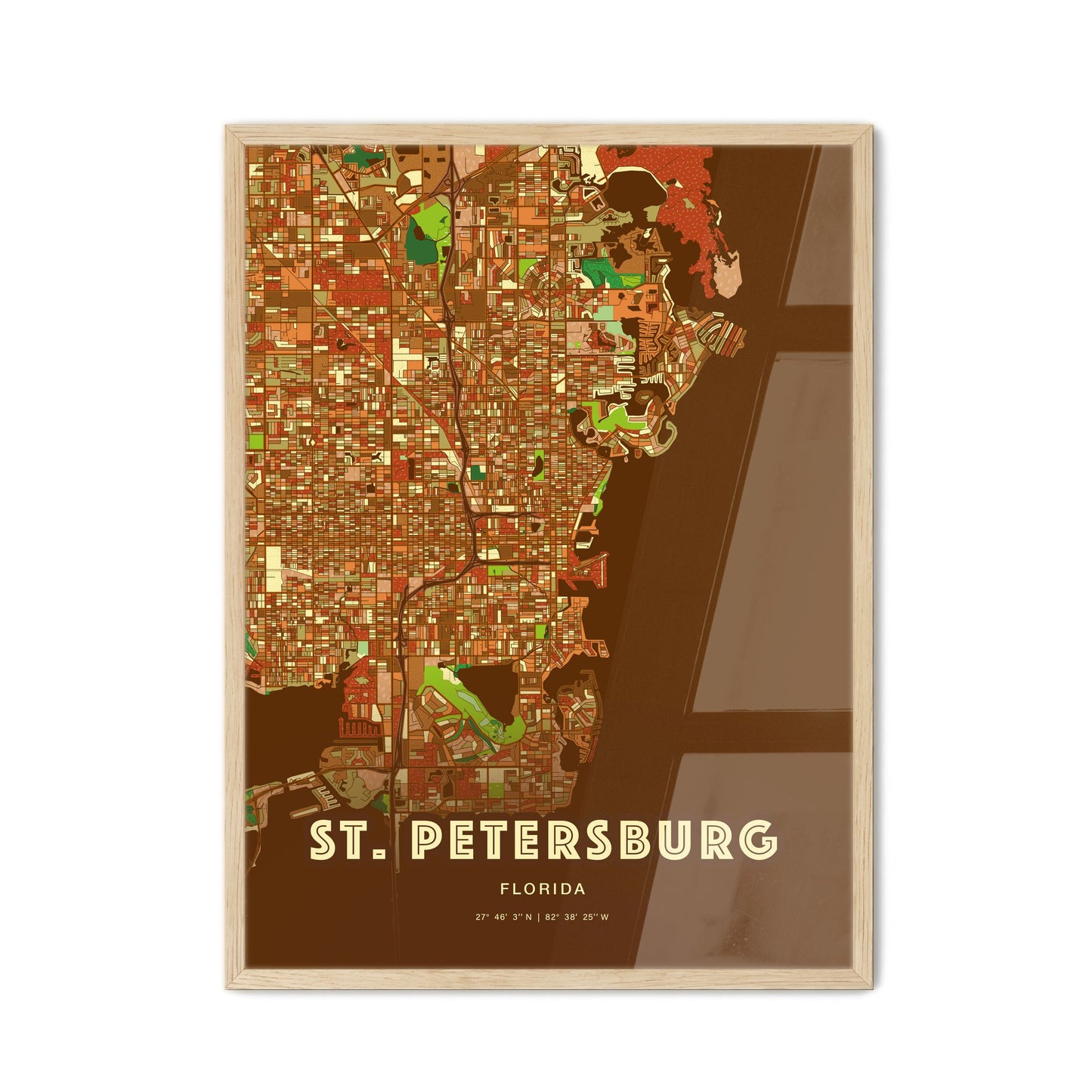 Colorful St. Petersburg Florida Fine Art Map Farmhouse