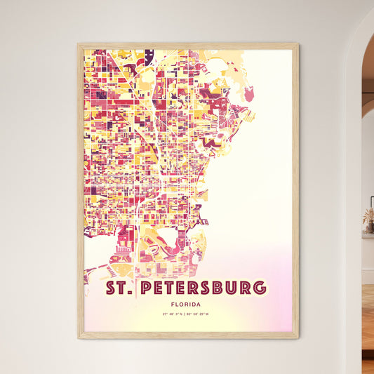 Colorful St. Petersburg Florida Fine Art Map Hot Red