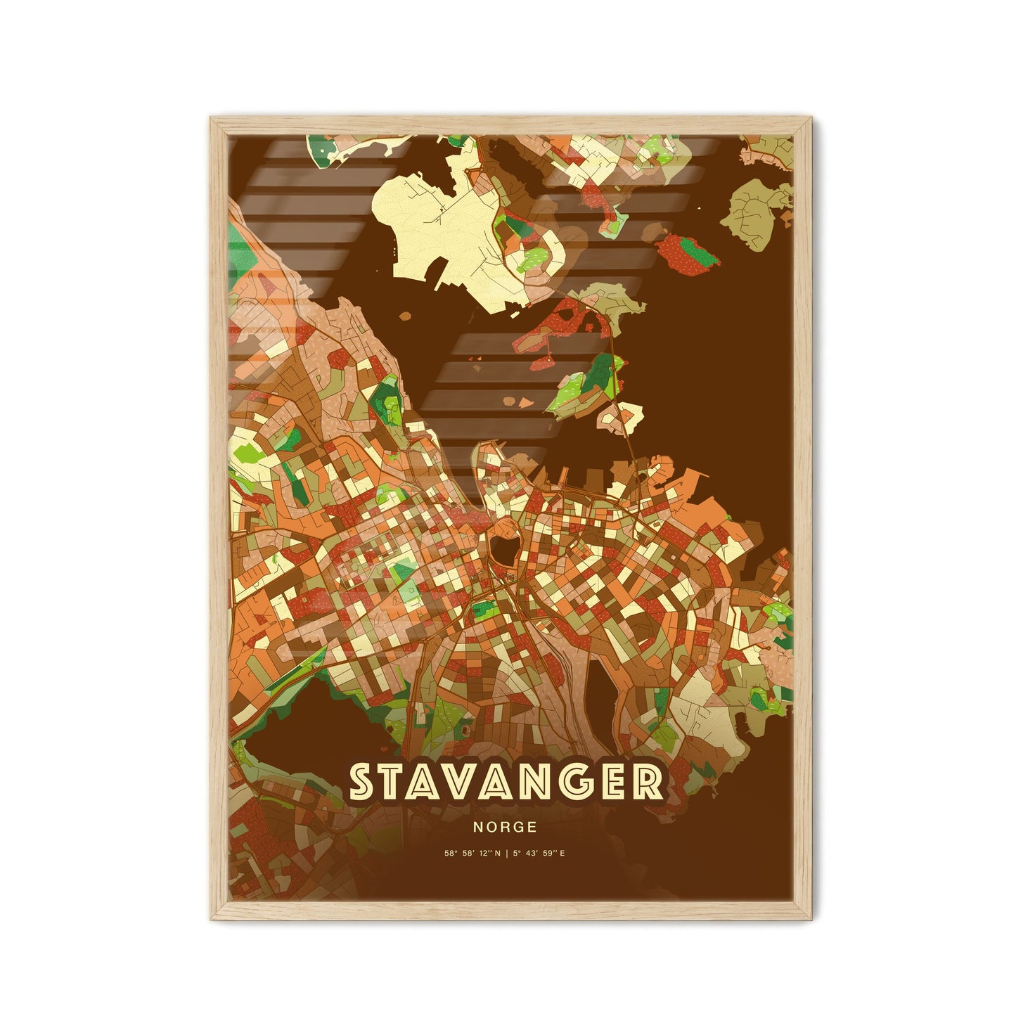 Colorful Stavanger Norway Fine Art Map Farmhouse