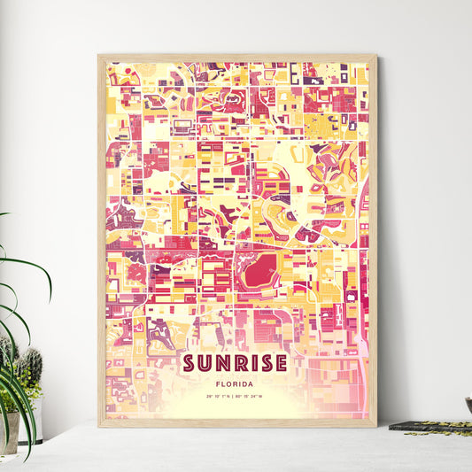 Colorful Sunrise Florida Fine Art Map Hot Red