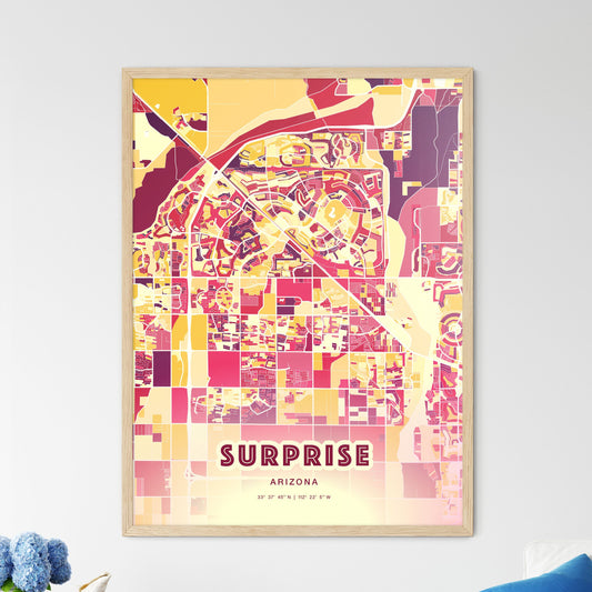Colorful Surprise Arizona Fine Art Map Hot Red