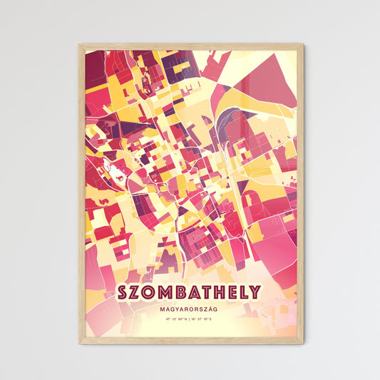 Colorful Szombathely Hungary Fine Art Map Hot Red