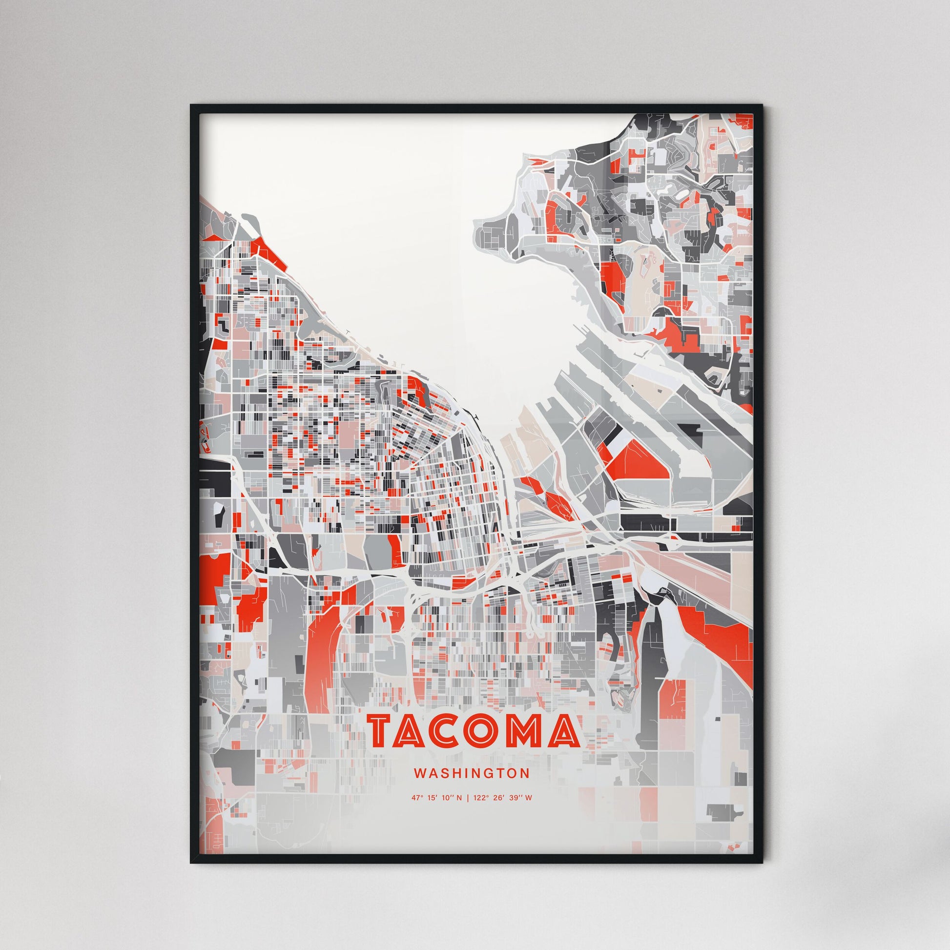 Colorful Tacoma Washington Fine Art Map Modern Expressive