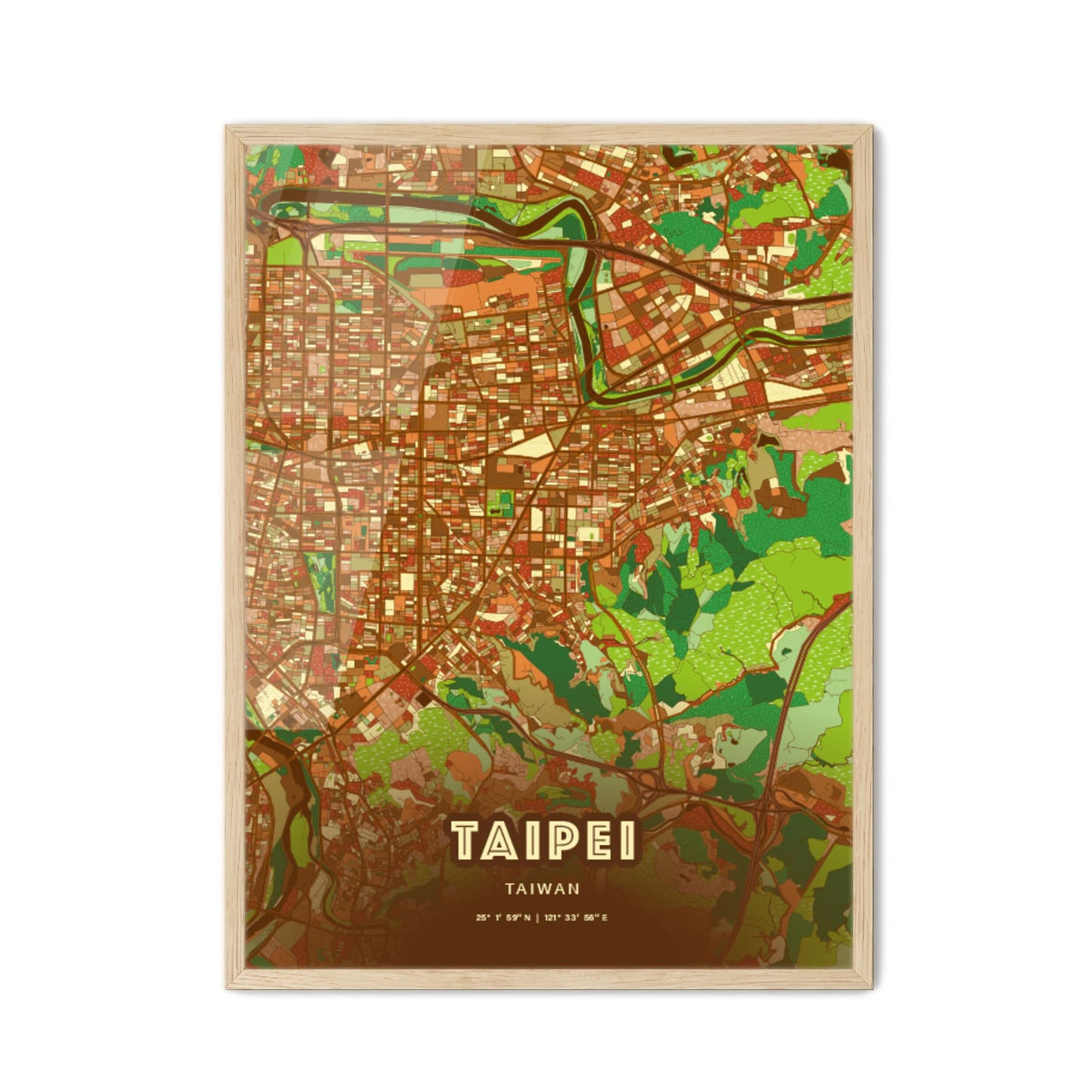 Colorful Taipei Taiwan Fine Art Map Farmhouse