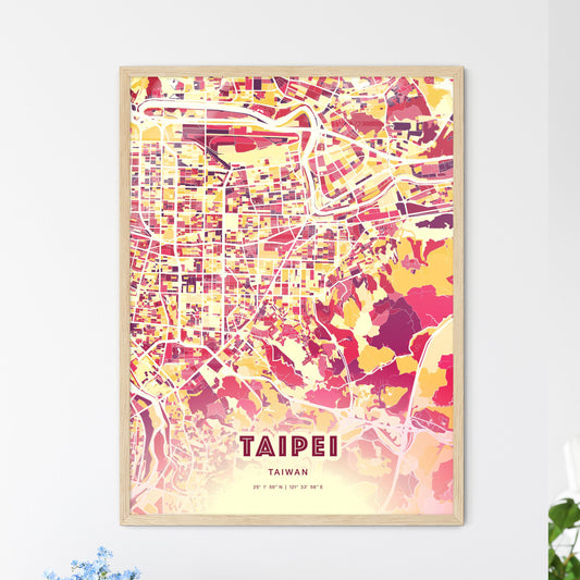Colorful Taipei Taiwan Fine Art Map Hot Red