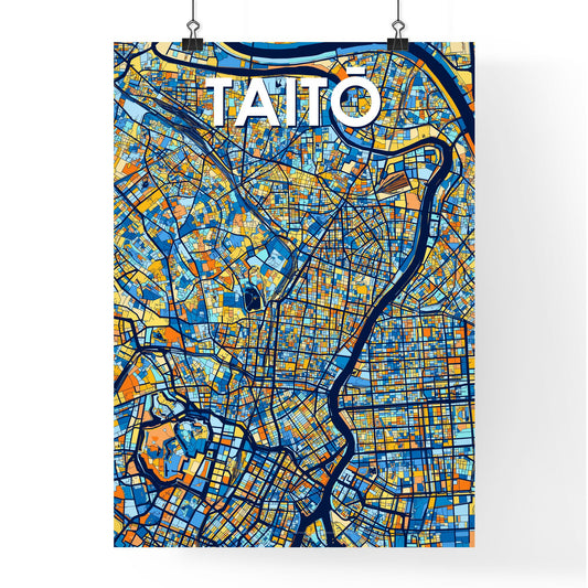 TAITŌ JAPAN Vibrant Colorful Art Map Poster Blue Orange