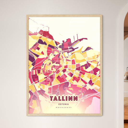 Colorful Tallinn Estonia Fine Art Map Hot Red