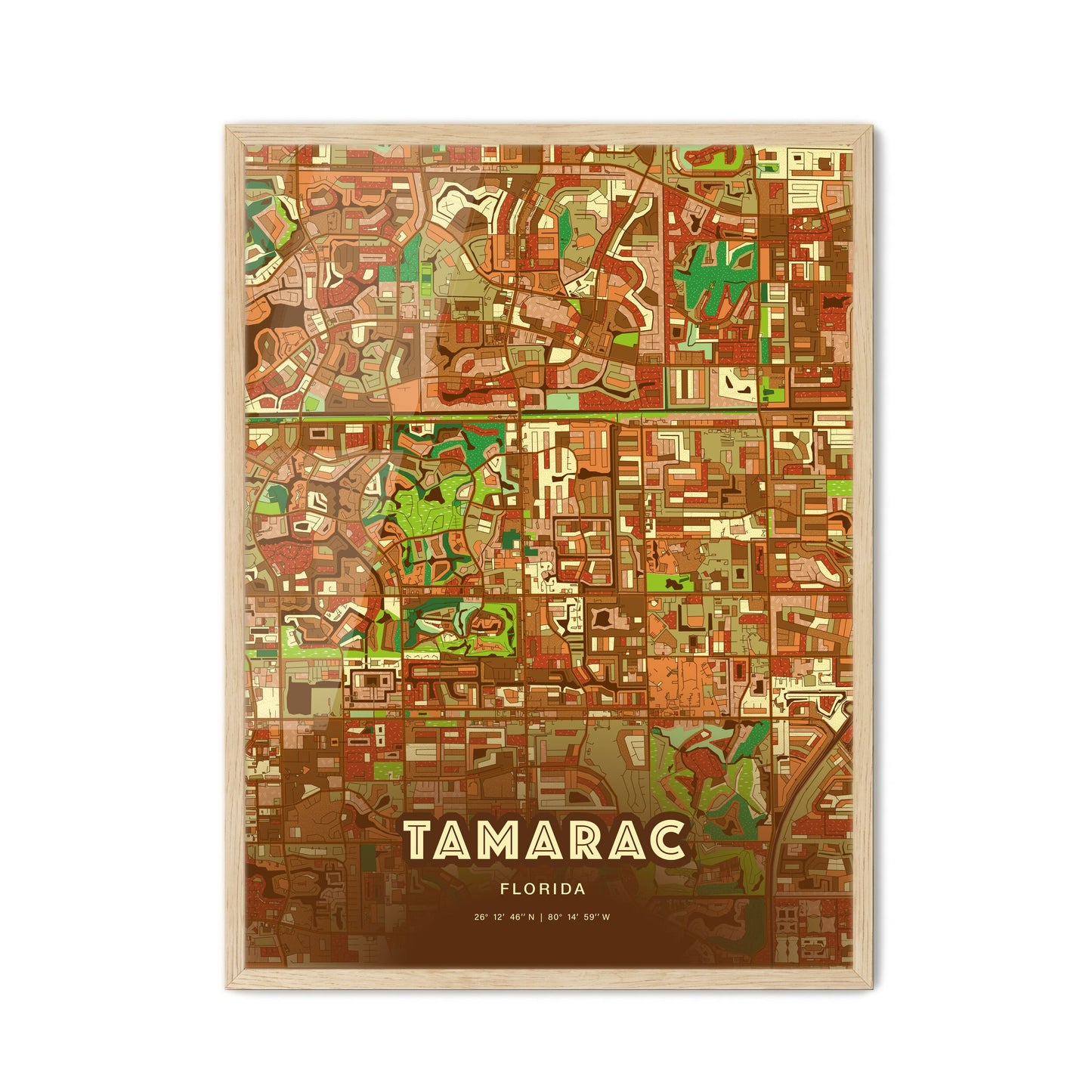 Colorful Tamarac Florida Fine Art Map Farmhouse