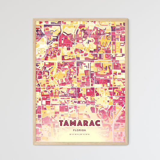 Colorful Tamarac Florida Fine Art Map Hot Red