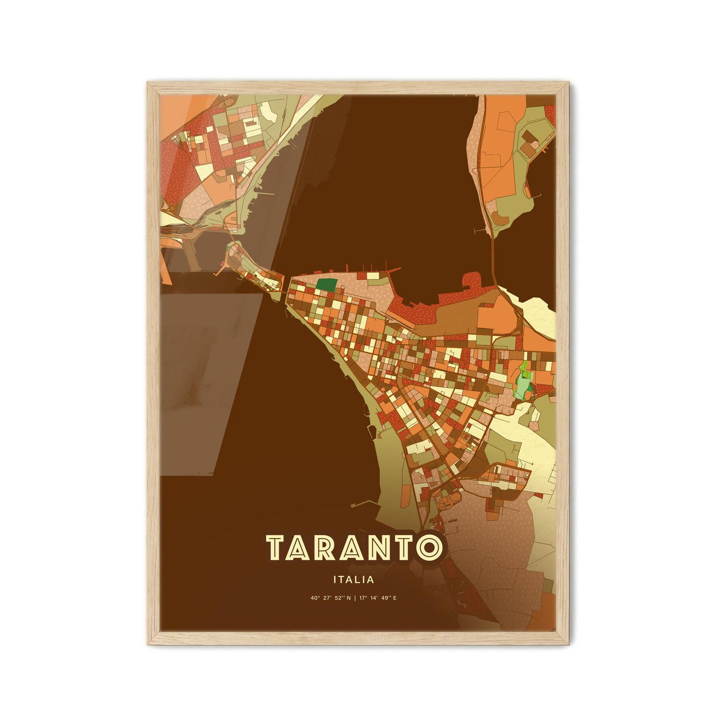 Colorful Taranto Italy Fine Art Map Farmhouse