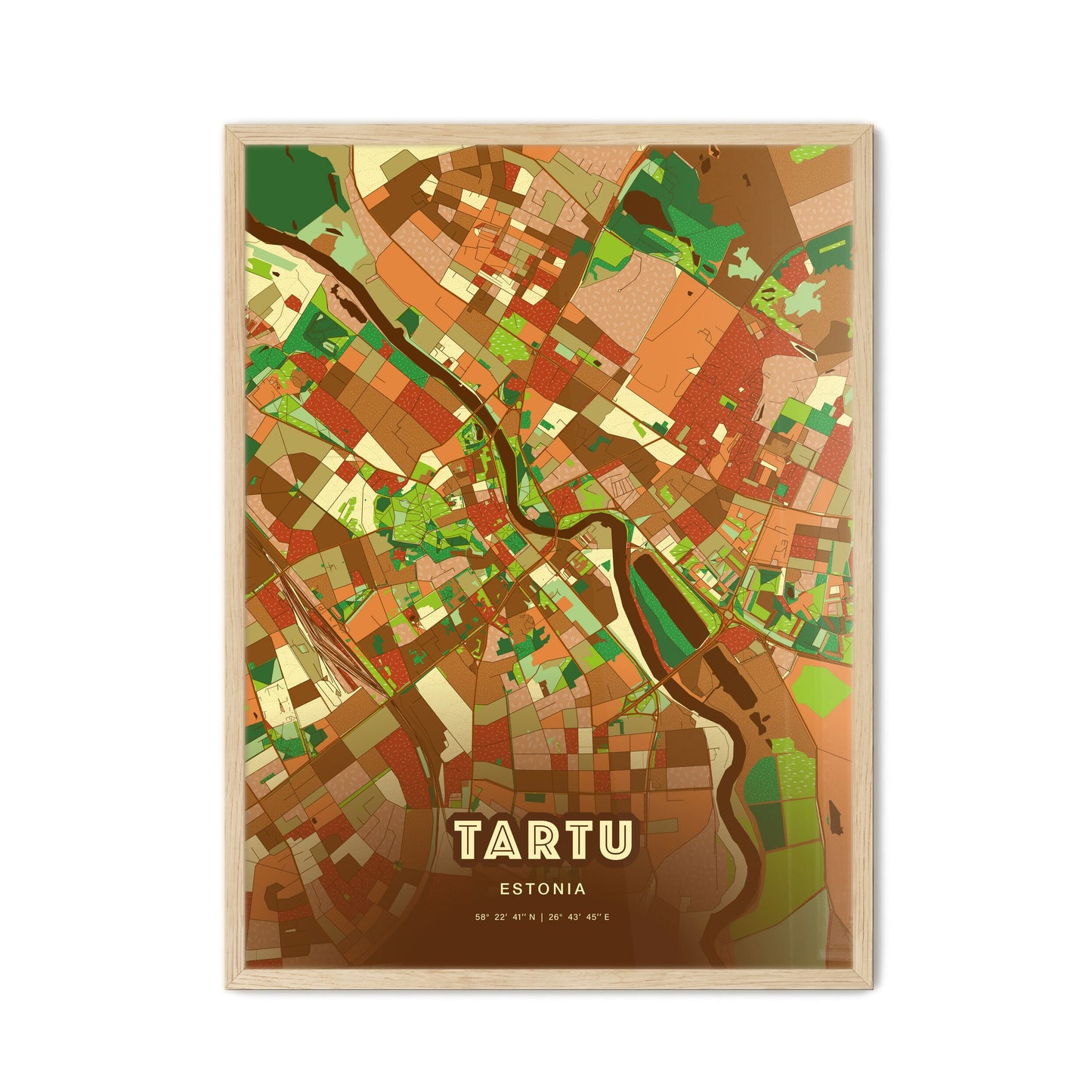 Colorful Tartu Estonia Fine Art Map Farmhouse