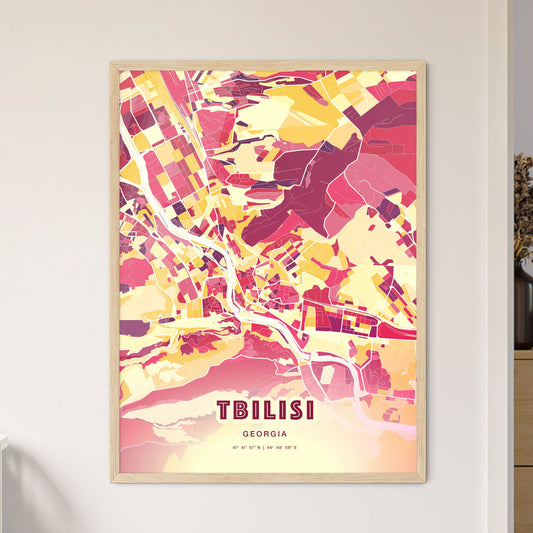 Colorful Tbilisi Georgia Fine Art Map Hot Red