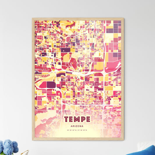 Colorful Tempe Arizona Fine Art Map Hot Red