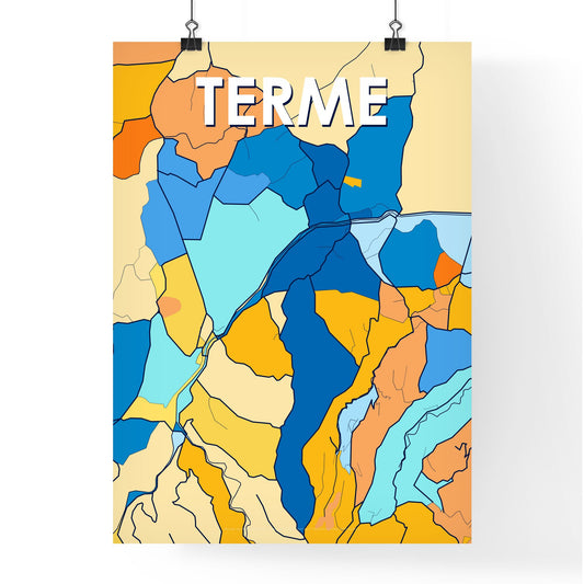 TERME TURKEY Vibrant Colorful Art Map Poster Blue Orange