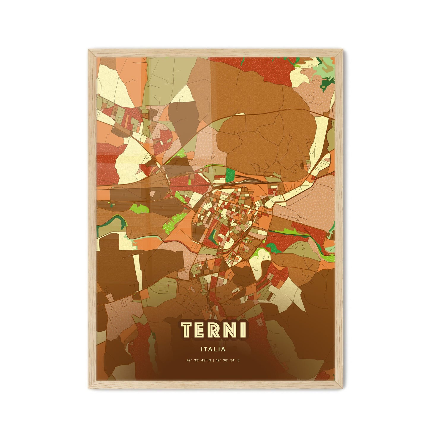 Colorful Terni Italy Fine Art Map Farmhouse