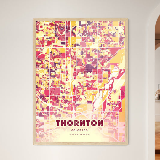 Colorful Thornton Colorado Fine Art Map Hot Red