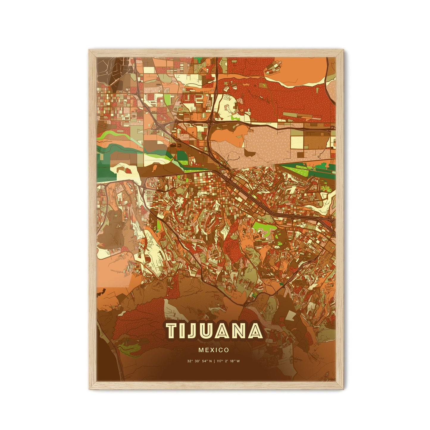 Colorful Tijuana Mexico Fine Art Map Farmhouse