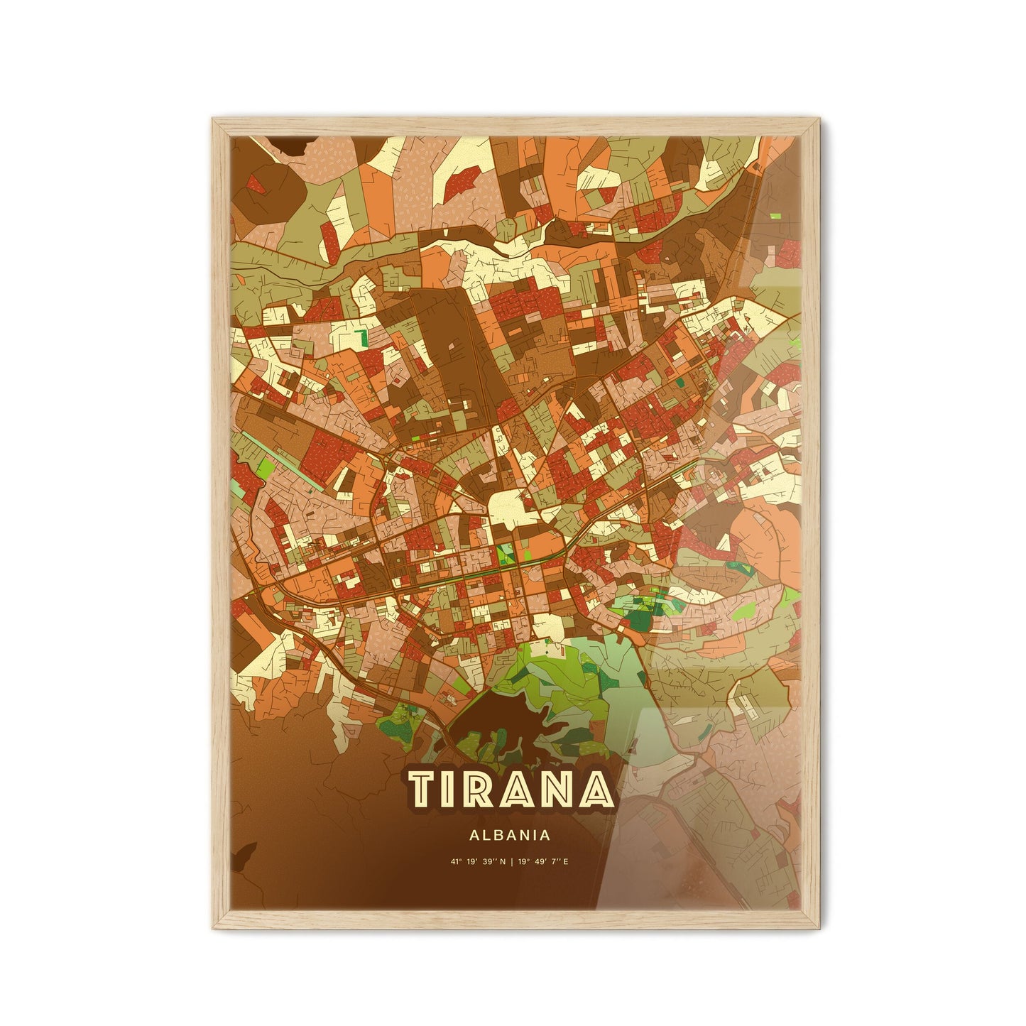 Colorful Tirana Albania Fine Art Map Farmhouse