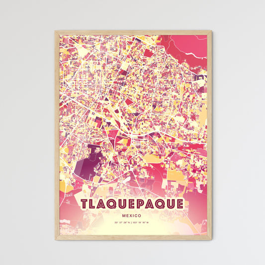 Colorful Tlaquepaque Mexico Fine Art Map Hot Red