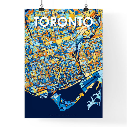 TORONTO CANADA Vibrant Colorful Art Map Poster Blue Orange