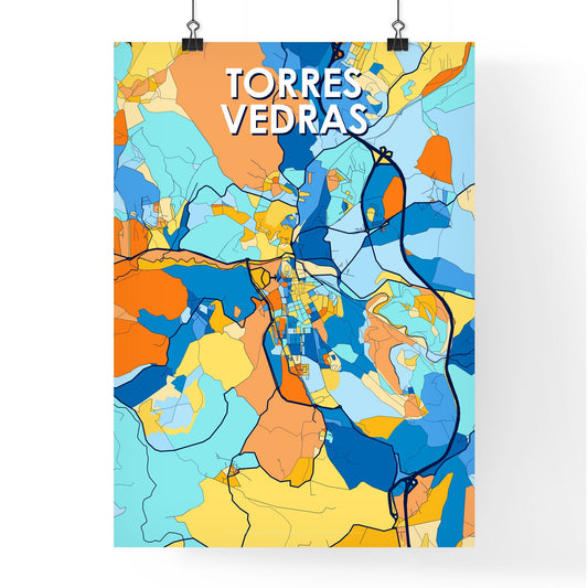 TORRES VEDRAS PORTUGAL Vibrant Colorful Art Map Poster Blue Orange