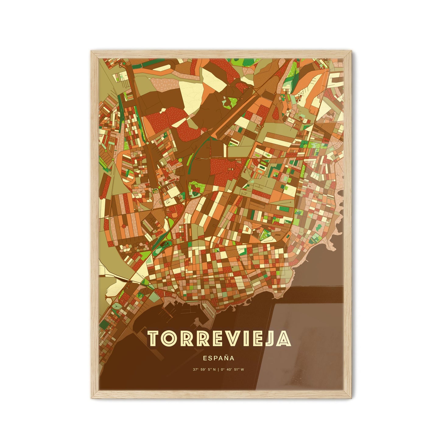 Colorful Torrevieja Spain Fine Art Map Farmhouse