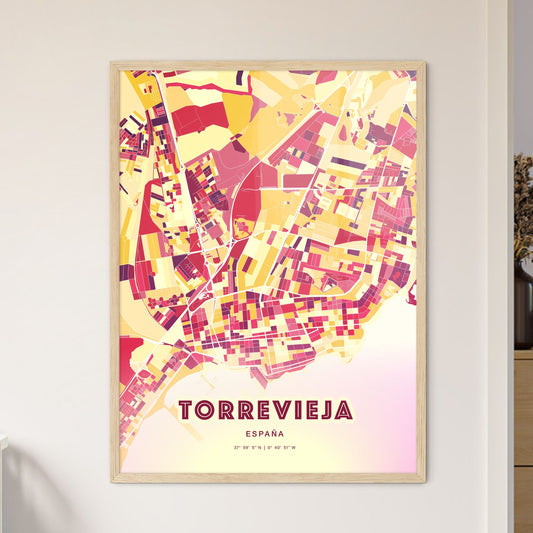 Colorful Torrevieja Spain Fine Art Map Hot Red