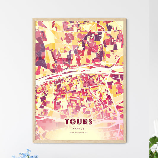 Colorful Tours France Fine Art Map Hot Red