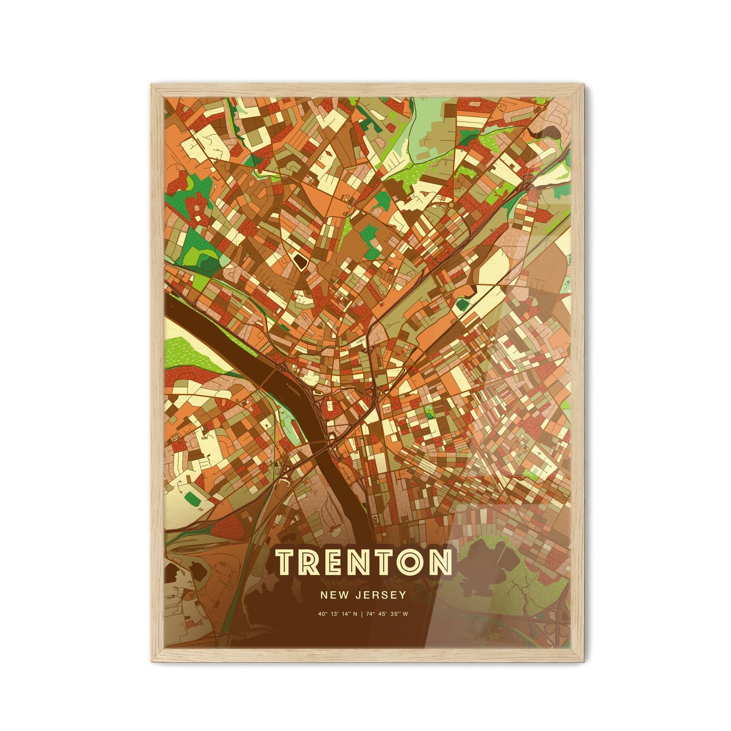 Colorful Trenton New Jersey Fine Art Map Farmhouse