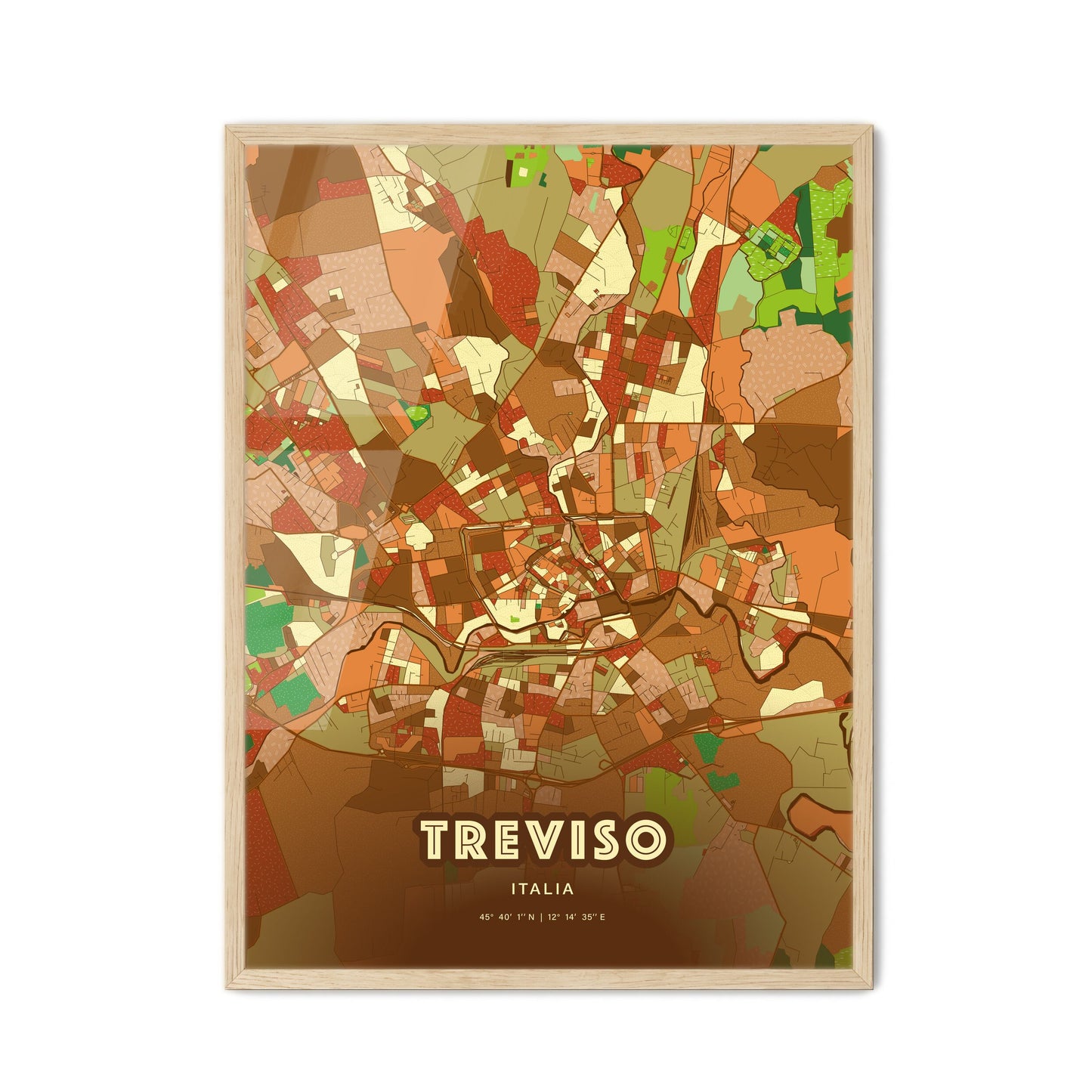Colorful Treviso Italy Fine Art Map Farmhouse