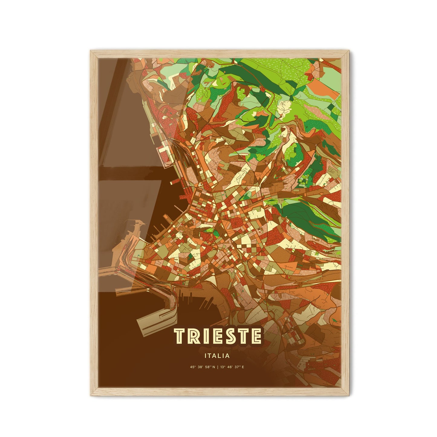 Colorful Trieste Italy Fine Art Map Farmhouse