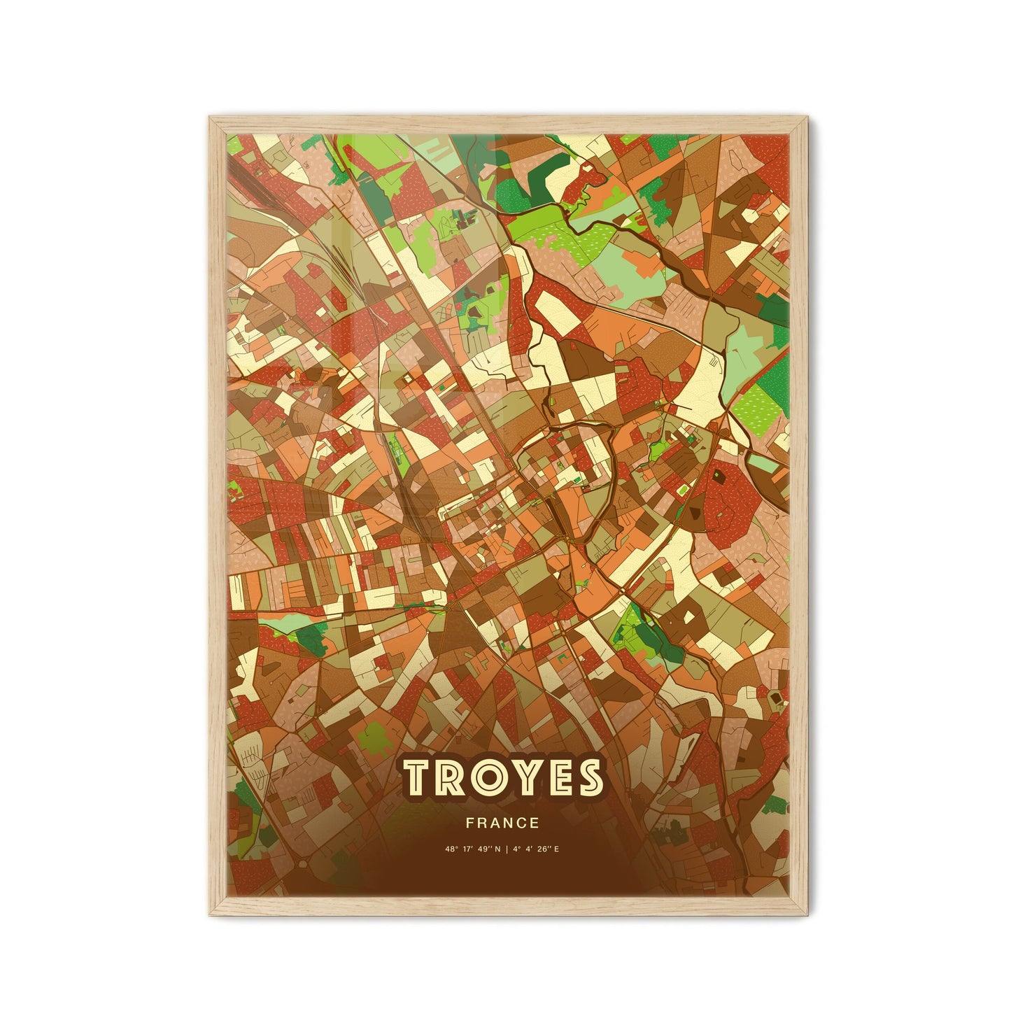 Colorful Troyes France Fine Art Map Farmhouse