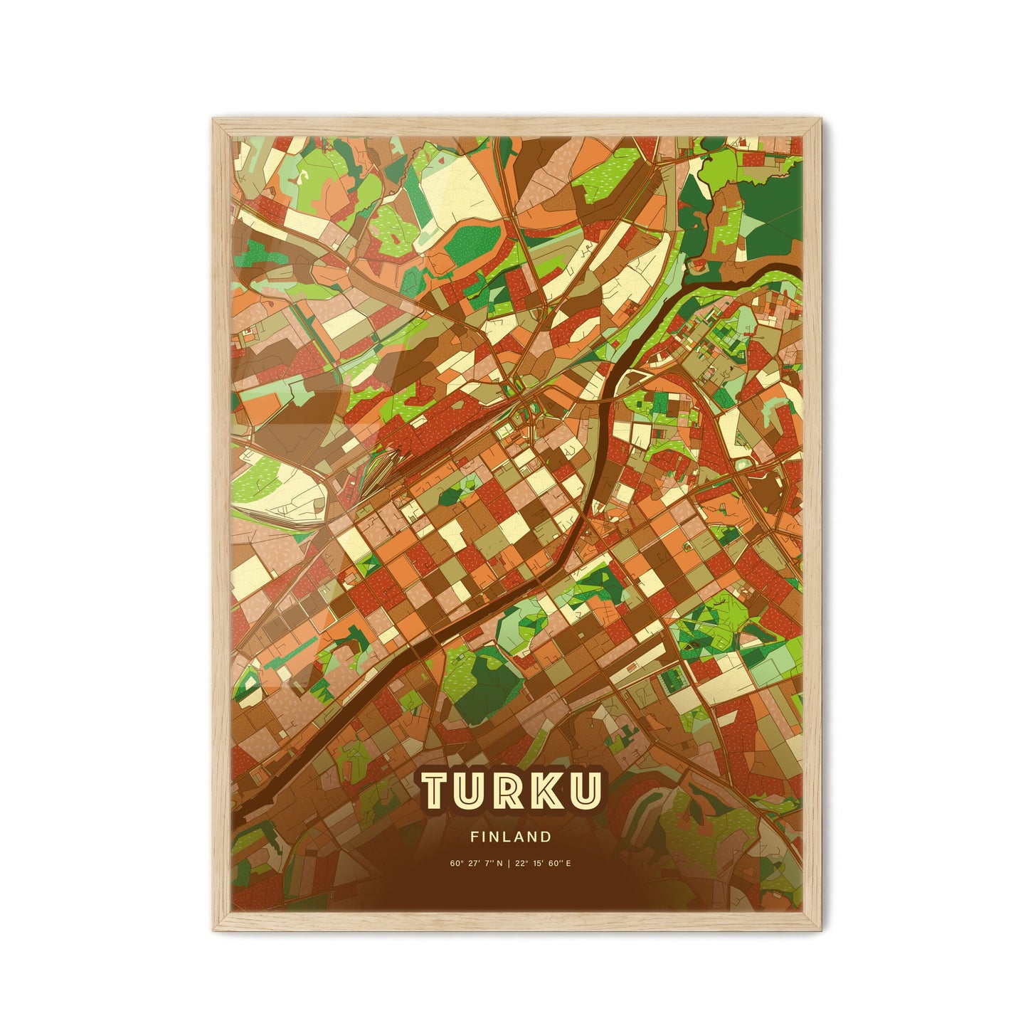 Colorful Turku Finland Fine Art Map Farmhouse
