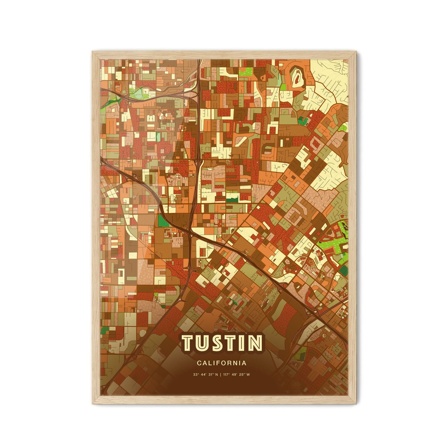 Colorful Tustin California Fine Art Map Farmhouse