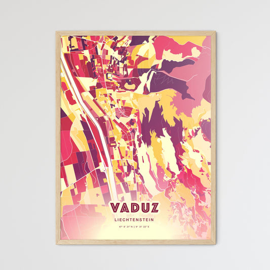 Colorful Vaduz Liechtenstein Fine Art Map Hot Red