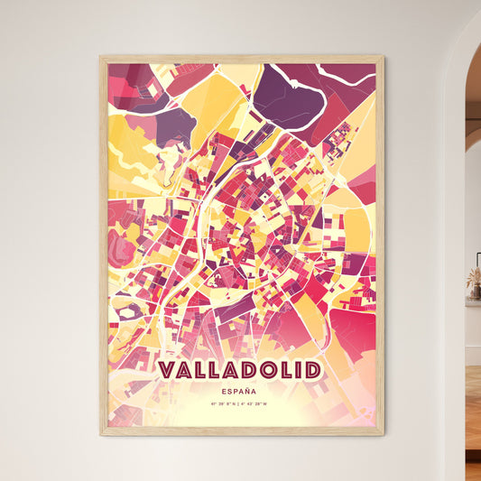 Colorful Valladolid Spain Fine Art Map Hot Red