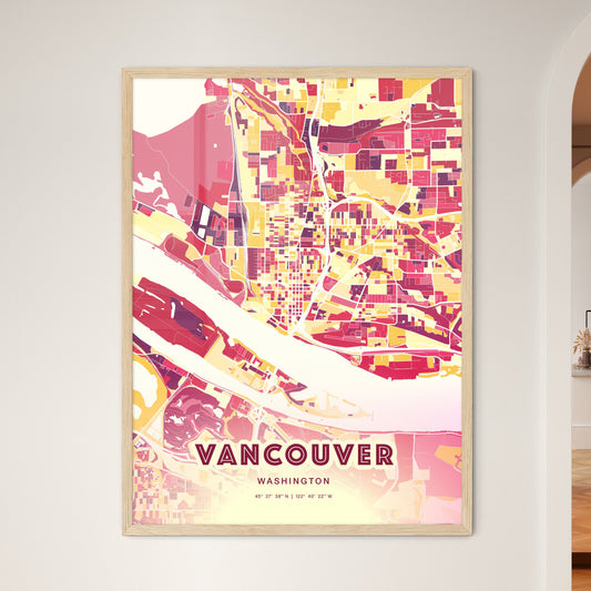 Colorful Vancouver Washington Fine Art Map Hot Red