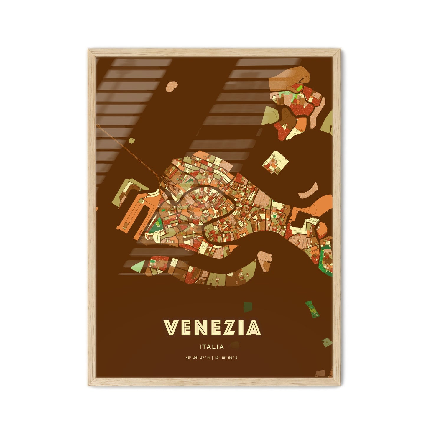 Colorful Venice Italy Fine Art Map Farmhouse