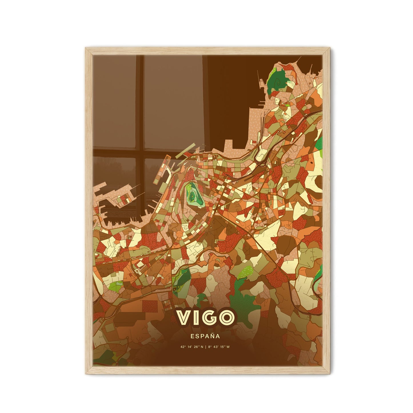 Colorful Vigo Spain Fine Art Map Farmhouse