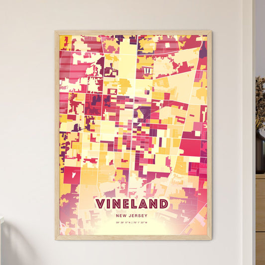 Colorful Vineland New Jersey Fine Art Map Hot Red