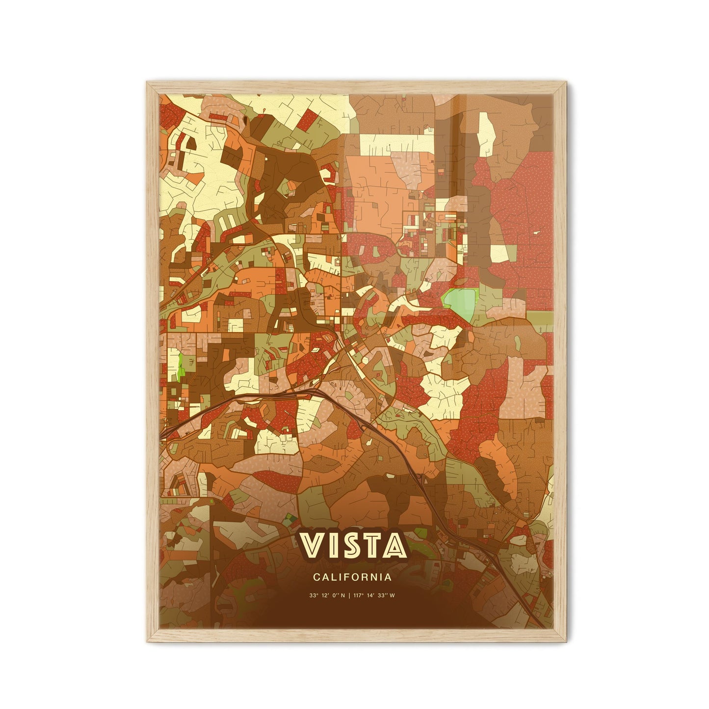 Colorful Vista California Fine Art Map Farmhouse