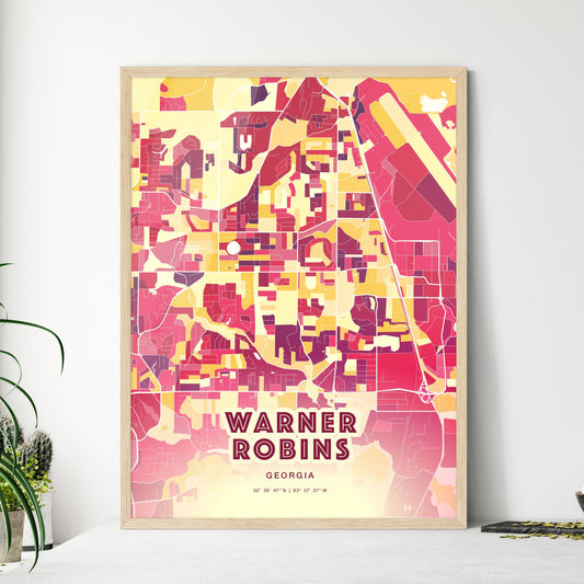 Colorful Warner Robins Georgia Fine Art Map Hot Red