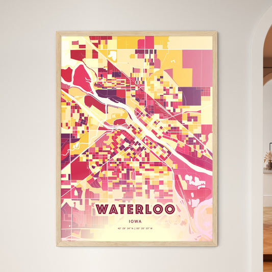 Colorful Waterloo Iowa Fine Art Map Hot Red