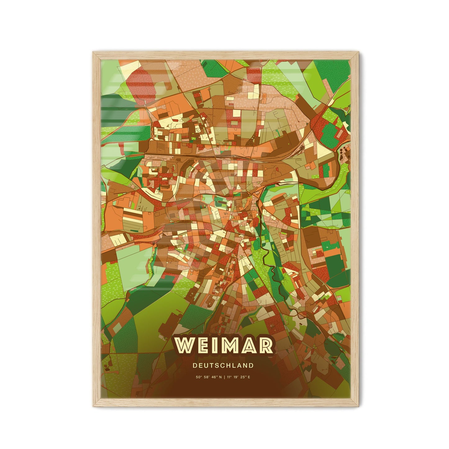 Colorful Weimar Germany Fine Art Map Farmhouse