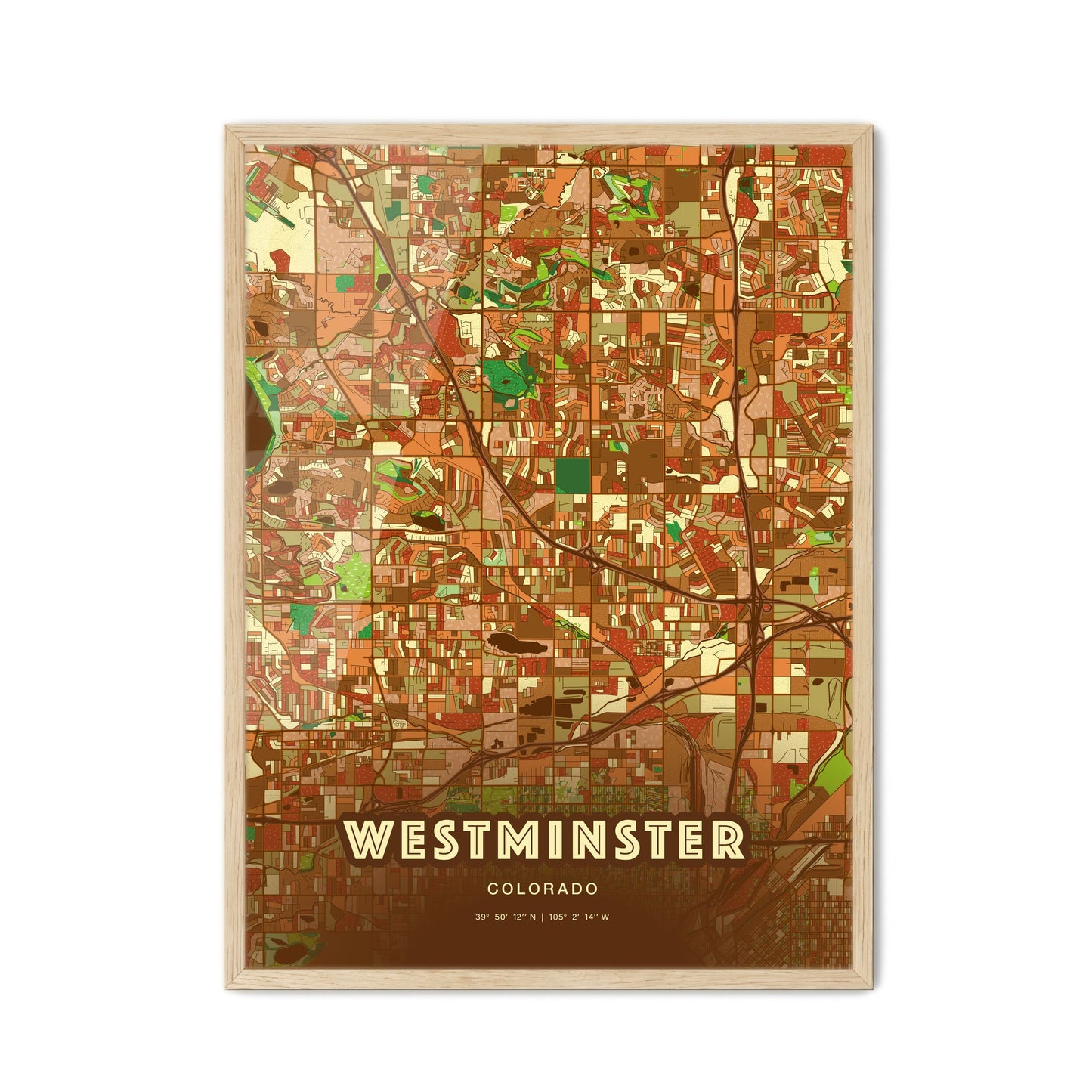 Colorful Westminster Colorado Fine Art Map Farmhouse