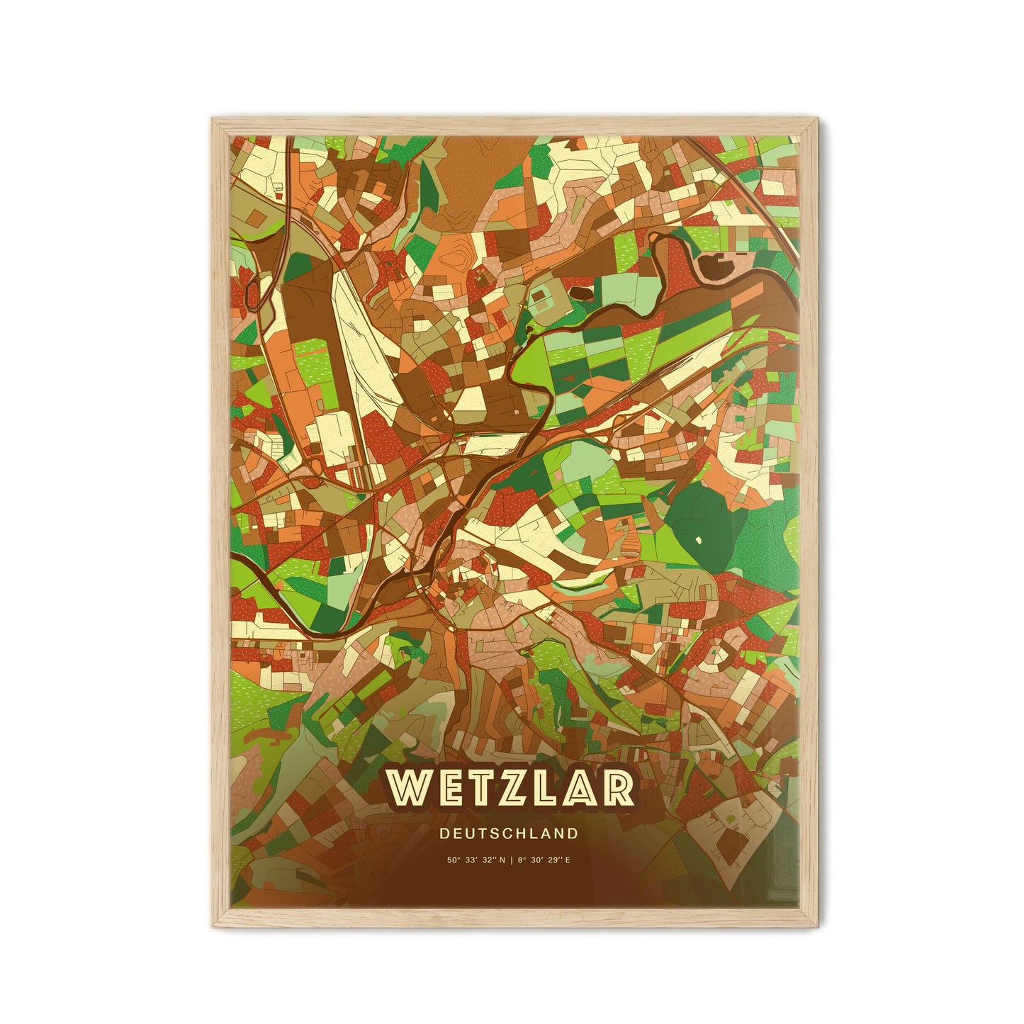 Colorful Wetzlar Germany Fine Art Map Farmhouse