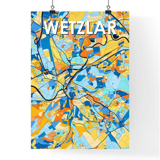 WETZLAR GERMANY Vibrant Colorful Art Map Poster Blue Orange