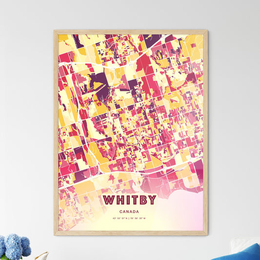 Colorful Whitby Canada Fine Art Map Hot Red