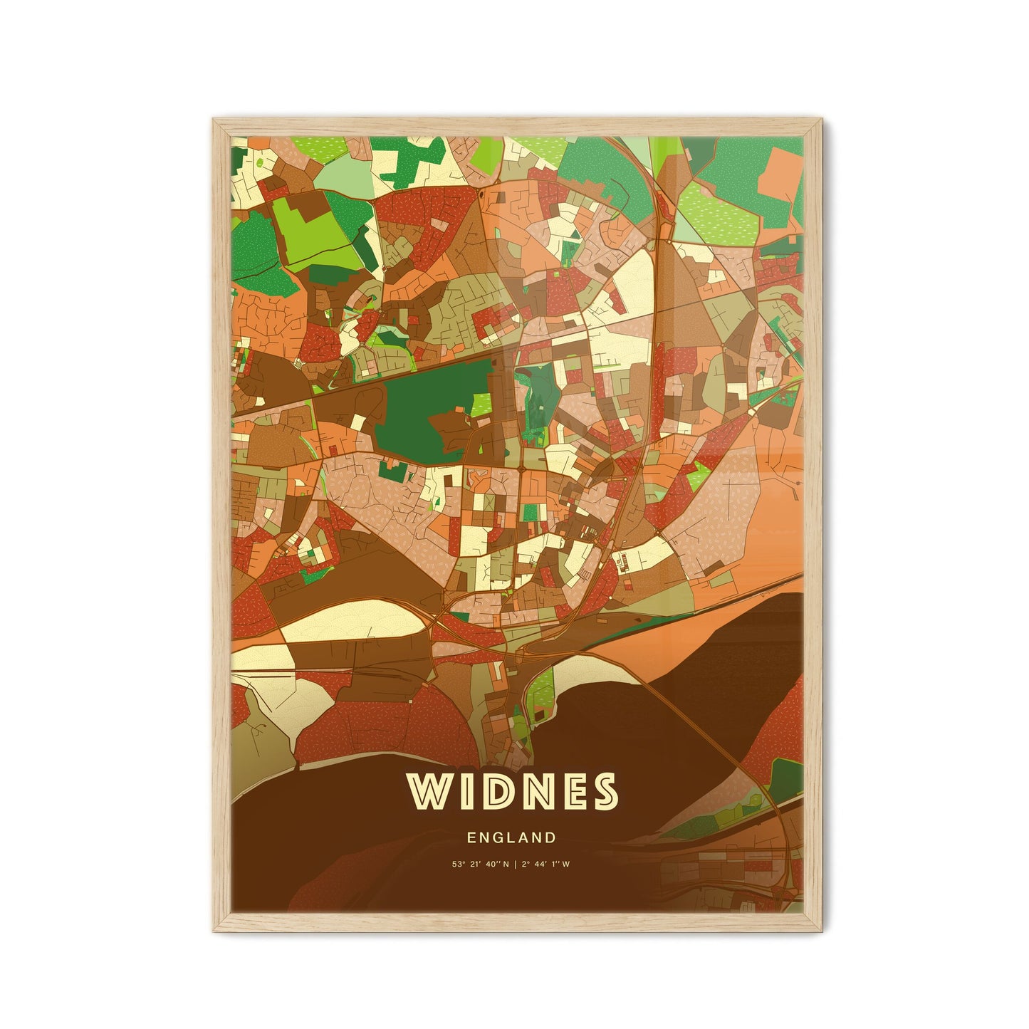 Colorful Widnes England Fine Art Map Farmhouse